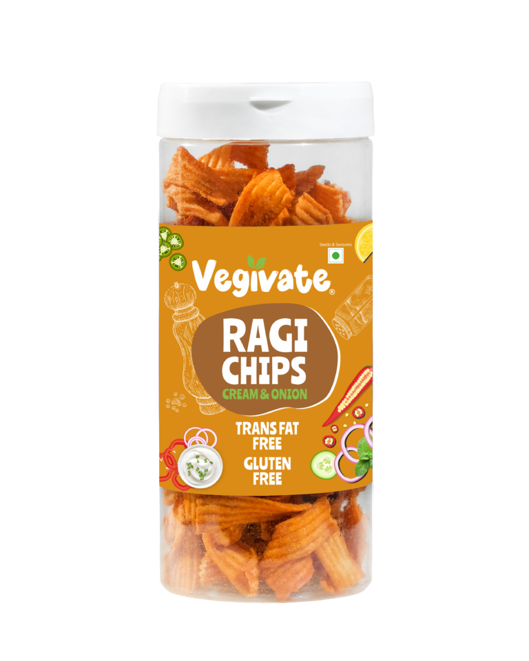 Vegivate Ragi Chips Cream & Onion – 150g | Crispy, Crunchy & Flavourful Ragi Snack