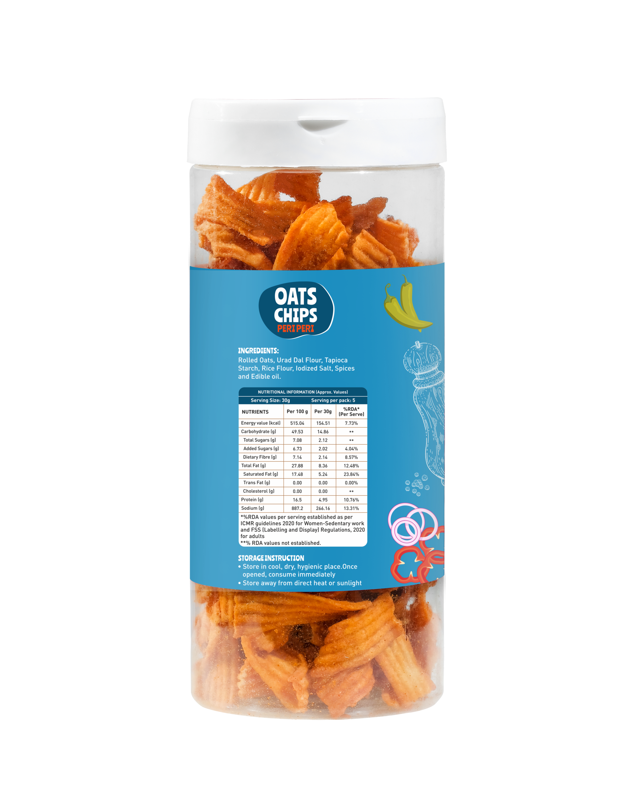Vegivate Oats Chips Peri Peri – 150g | Crispy & Spicy Oat-Based Snack - Image 2