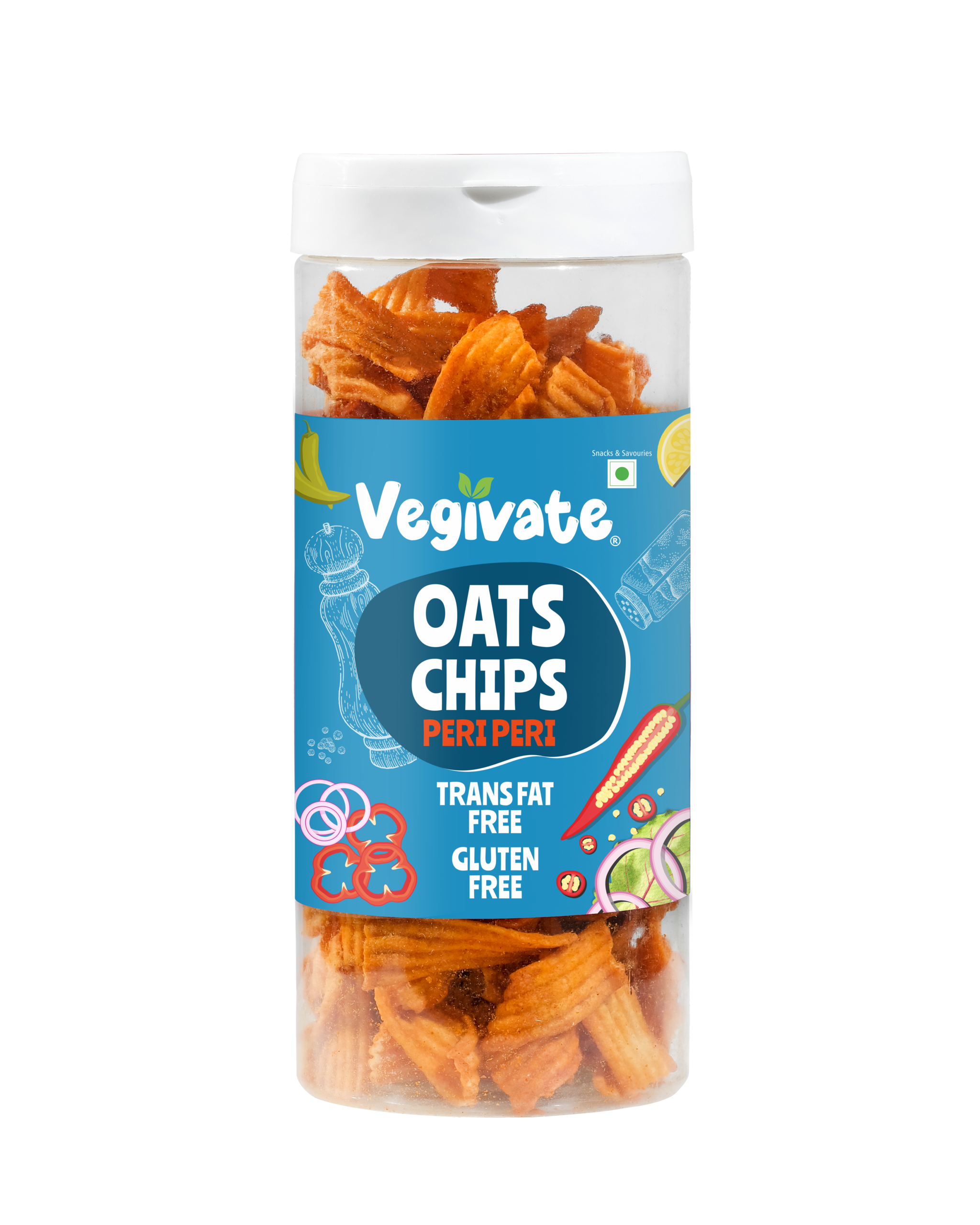 Vegivate Oats Chips Peri Peri – 150g | Crispy & Spicy Oat-Based Snack